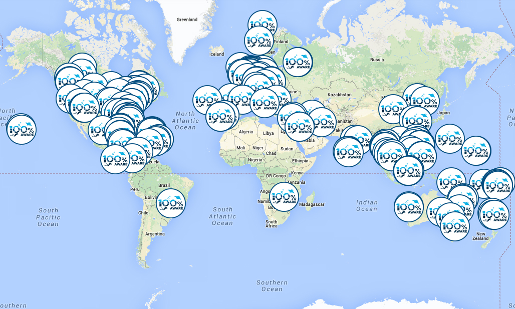 100% AWARE Partner map