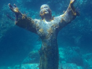 The Christ Statue Still shines bright amongst a relatively unaffected Elbow Reef 