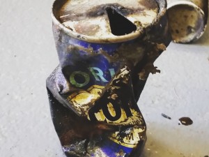An old drinks can found in the quarry