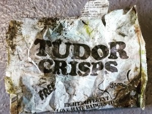 An old Tudor Crisps packet found in the quarry thought to be over 25 years old!