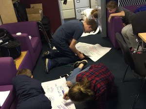 Hard at work designing posters