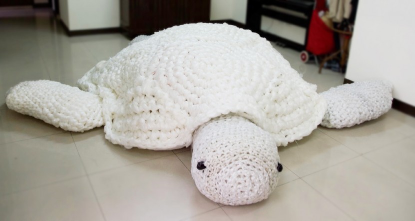 Worlds Largest Crochet Turtle - Plastic Pollution Series
