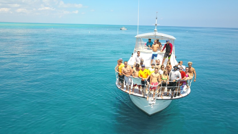 Our Crew Enjoying the First Eyes Back On the Reef After the Storm