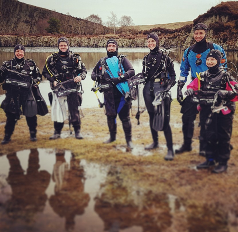 Dive Against Debris Divers at Cawfields Quarry