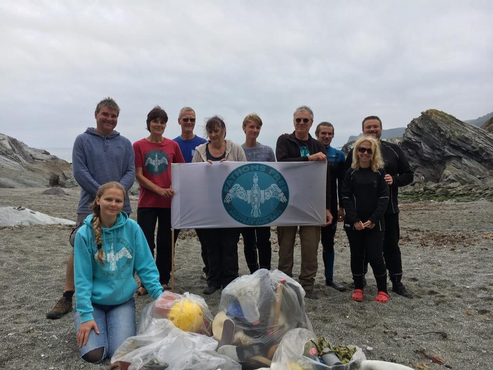 Underwater litter pick with Fathoms Free Divers at Lansallos