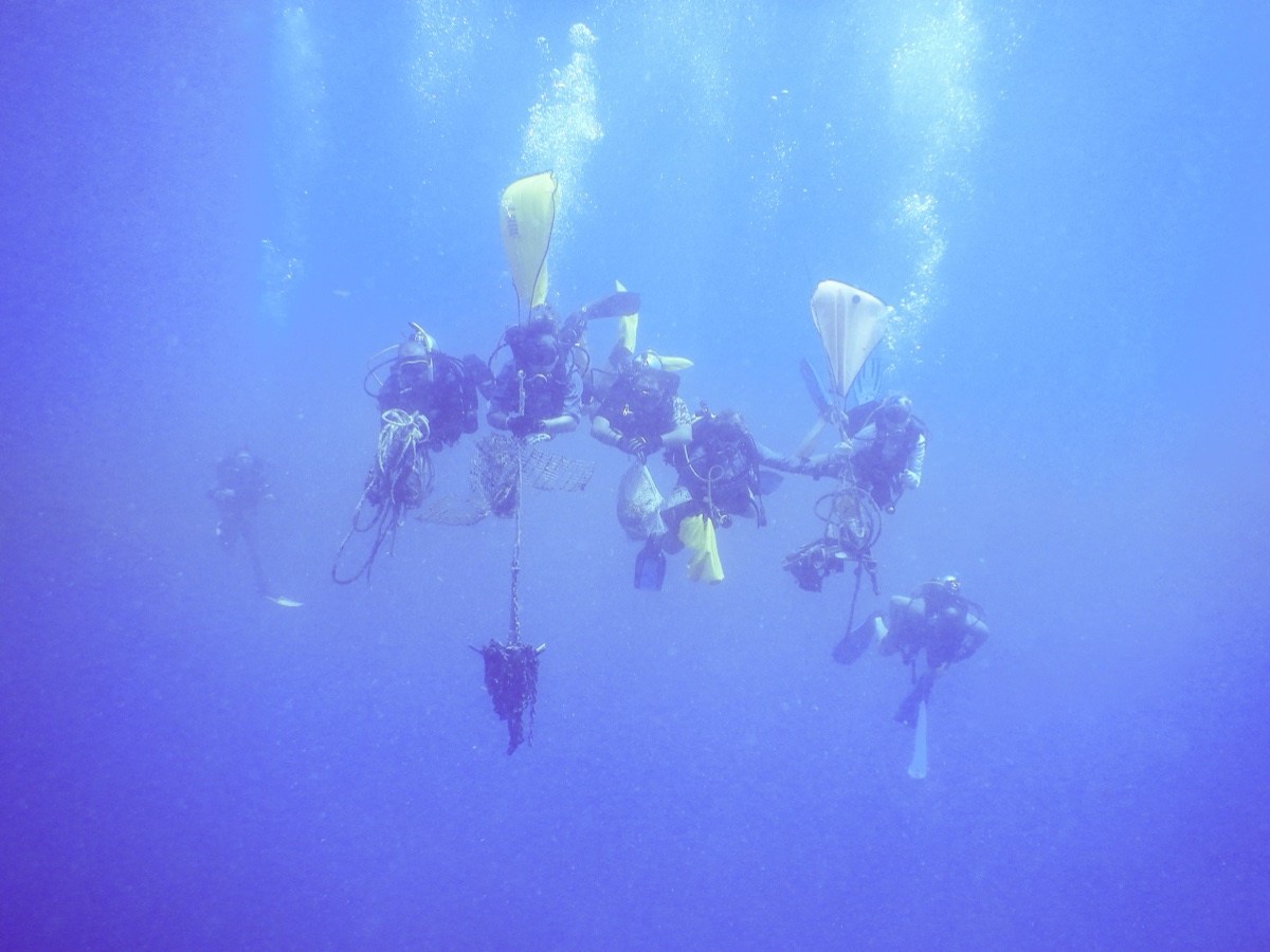 Divers collect 519 pounds of debris from Three Peaks Reef. The majority were anchors and ghost lines
