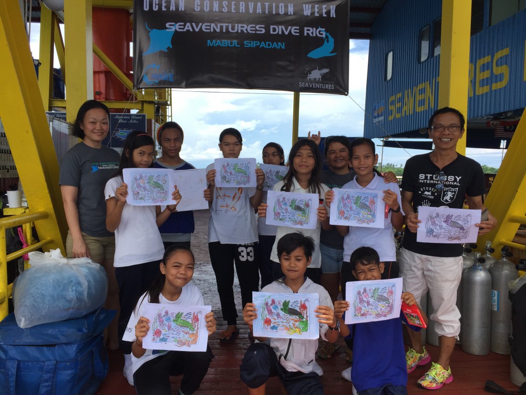 Community talk with Mabul island school children, Project AWARE, Sipadan