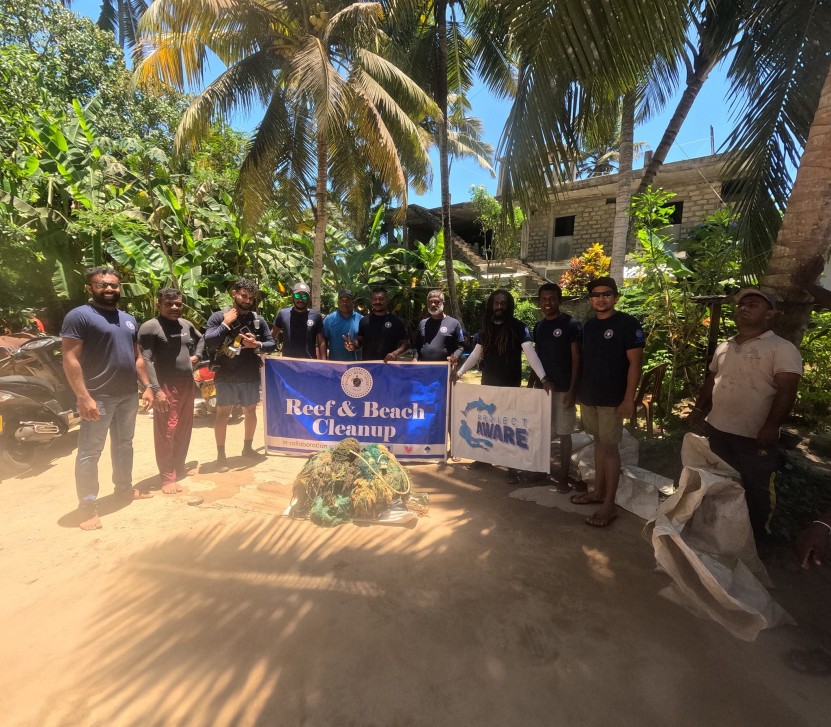 Dive team with the collected debris